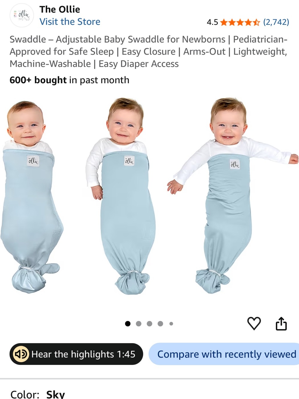 Light Blue Baby Swaddle “the Ollie”